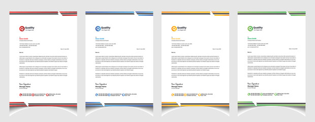 Professional corporate company business colourful letterhead template design with a4 size stationary item modern letterhead.