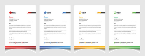 Professional corporate company business colourful letterhead template design with a4 size stationary item modern letterhead.