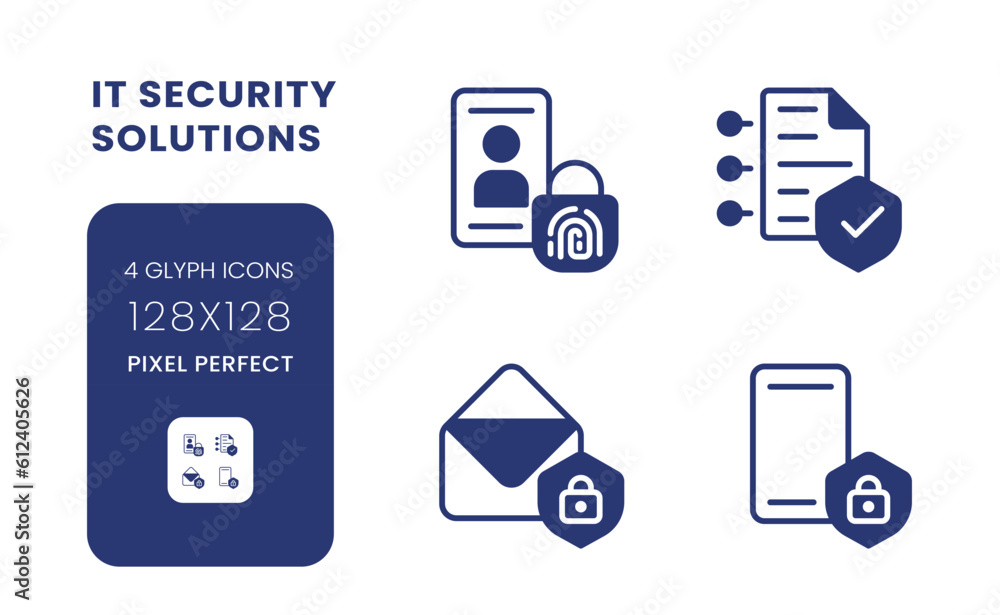 Aufkleber cyber security solutions black solid desktop icons pack. authentication control. risk management. pi