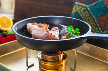 アルコールストーブで作るアウトドア料理