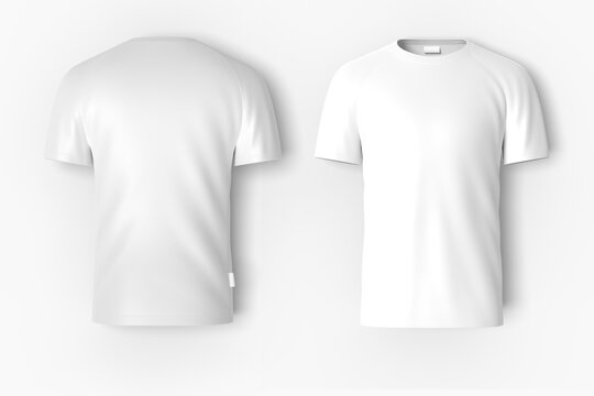 Men's white T-shirt mockup on white background