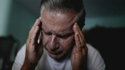 Caucasian Middle-Aged Man Struggling with Life_s Difficulties, suffering from headache and anxiety,...
