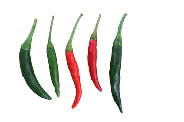 red hot chili peppers isolated on white