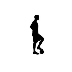 Fototapeta na wymiar Soccer player. Soccer player silhouette. Black and white soccer player illustration.