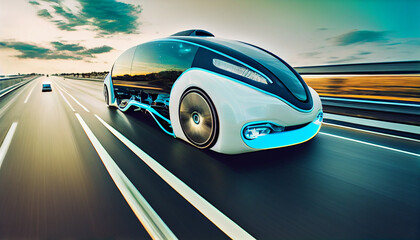 Fototapeta na wymiar Futuristic Car created with Generative AI technology