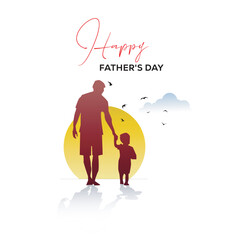 Happy Father’s Day Father and son illustration and Typography Vector Text design 