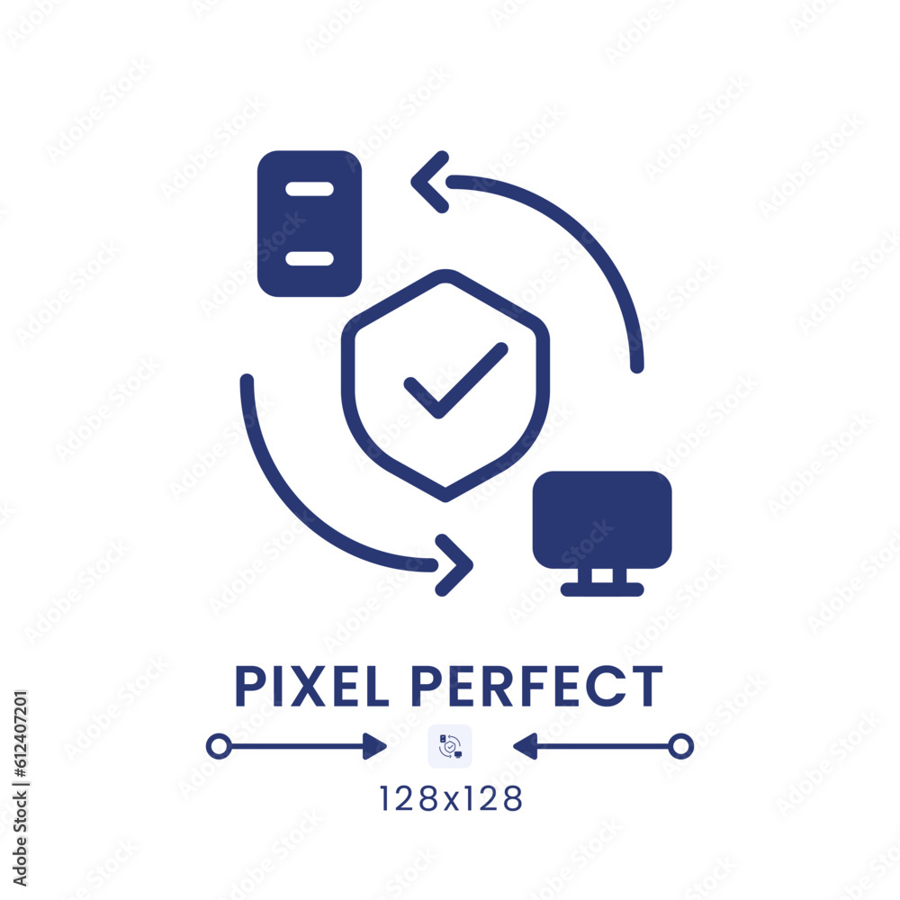 Poster remote access security black solid desktop icon. data encryption. safe connection. pixel perfect 128