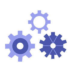 Set of gears, spare parts. Concept of service or mobile application, robotics or repair. Colorful vector isolated illustration flat