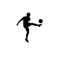 Fototapeta na wymiar Soccer player. Soccer player silhouette. Black and white soccer player illustration.