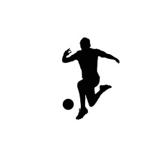 Soccer player silhouette. Black and white soccer player illustration.