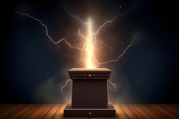 Podium with lightning highlights, ai generated