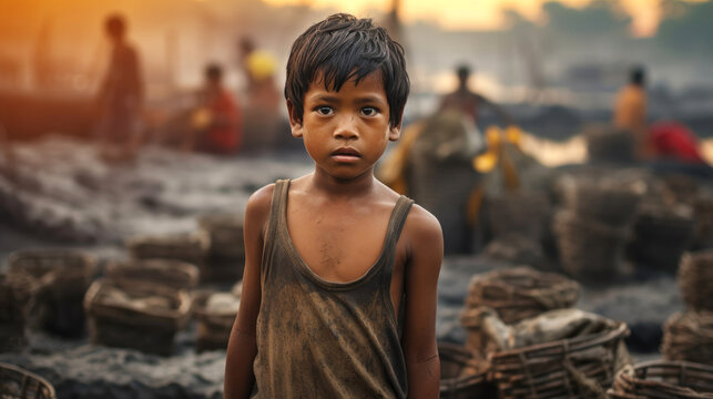 Child labor, concept of Exploitation and Oppression. Generative AI