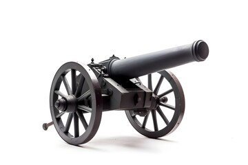 Old ancient cannon isolated on white background, ai generated