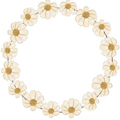 watercolor chamomile flower wreath