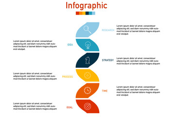 Business data visualization. 6 options or steps. Infographic template with icons. Can be used for process diagram, presentations, workflow layout, banner, flow chart, report.