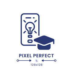 Education app black solid desktop icon. Exam preparation. E-learning platform. Pixel perfect 128x128, outline 4px. Silhouette symbol on white space. Glyph pictogram. Isolated vector image