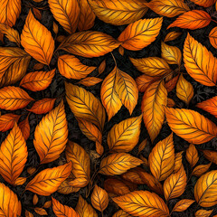 Obraz na płótnie Canvas Seamless pattern with autumn leaves. Vector illustration.AI Generated