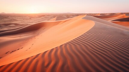 Fototapeta na wymiar the sun is setting over the sand dunes in the desert. generative ai