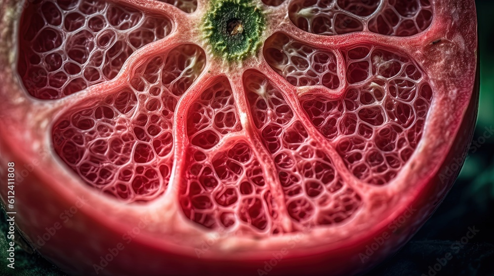 Poster a close up of a grapefruit cut in half. generative ai