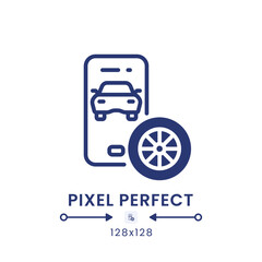 Automotive app black solid desktop icon. Car service. Vehicle maintenance. Auto dealer. Pixel perfect 128x128, outline 4px. Silhouette symbol on white space. Glyph pictogram. Isolated vector image