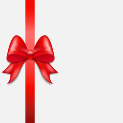 Red bow with ribbon white background