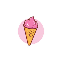 Ice Cream Illustration Logo Template with Simple Vector Concept.