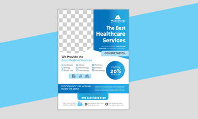 Healthcare Flyer Layout medical flyer Corporate healthcare Blue Medical Flyer Layout with Circular Elements