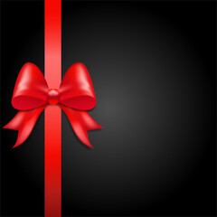 Red bow with ribbon black background