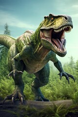 Terrifying Giant: Cretaceous Tyrannosaurus Rex 3D Illustration, Generative AI