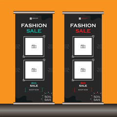 Fashion Sale Roll-Up Banner Template Design