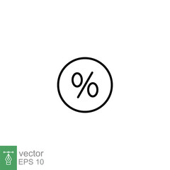 Percentage icon. Simple outline style. Percent, discount, buy, offer, label, shopping, business concept. Thin line symbol. Vector illustration isolated on white background. EPS 10.