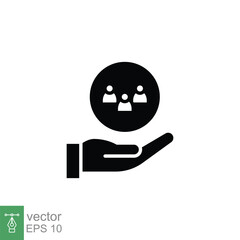 Customer service icon. Simple solid style. Social, people on hand, costumer care concept. Black silhouette, glyph symbol. Vector illustration isolated on white background. EPS 10.