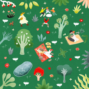 People in the park illustration