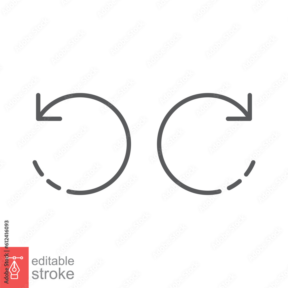 Poster redo and undo icon. simple outline style. rotate, clockwise, counterclockwise, arrow button concept.