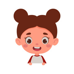 Cute little kid girl. Template for children design. Cartoon schoolgirl character. Vector illustration