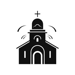 Vector silhouette of Christian church house classic icon symbol black color isolated on white background