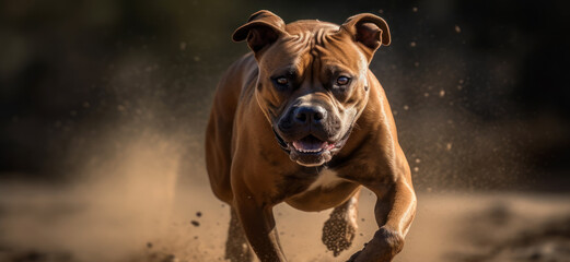 Angry Dog, Pitbull, Angry Pitbull Dog Running, Ai Generated Art.