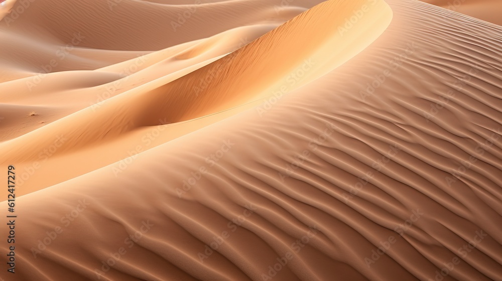 Poster a desert landscape with sand dunes in the distance and trees in the distance in the distance in the 