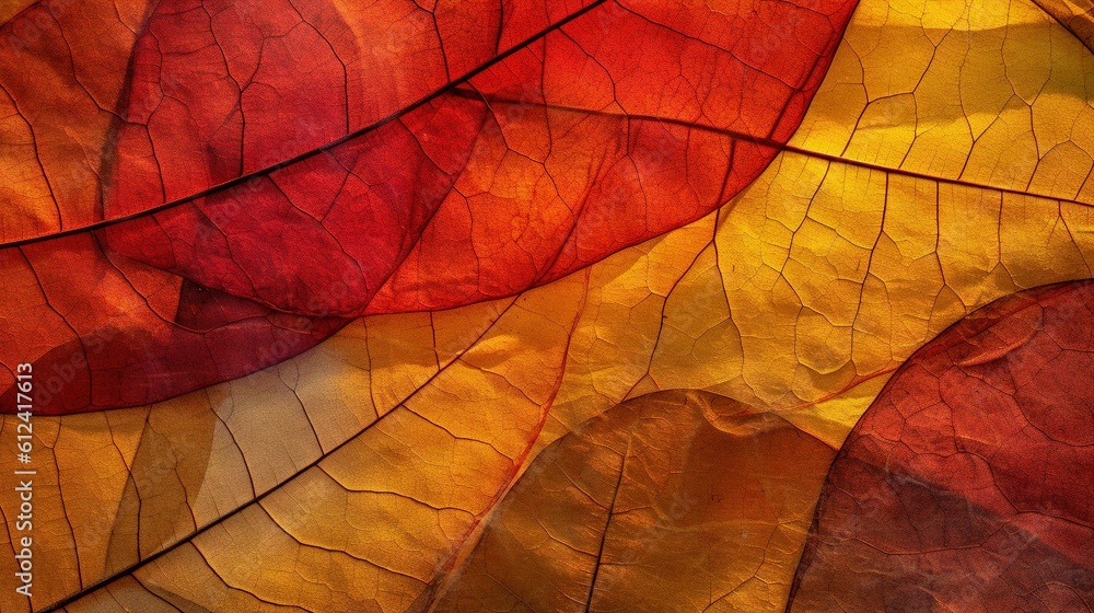 Aufkleber a close up of a leaf with red and yellow leaves in the middle of the leaf area of the image, with a 