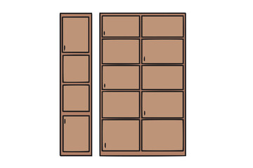 Furniture cartoon vector illustration. Wood wardrobe flat style isolated icons set. Room interior elements collection cabinet to create apartments design, promotions, advertisement 