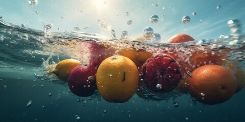 vitamin fruit healthy background green drop water strawberry fresh food tropical. Generative AI.