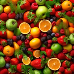 Fresh fruits mixed. Tasty fruits background | Generative AI 