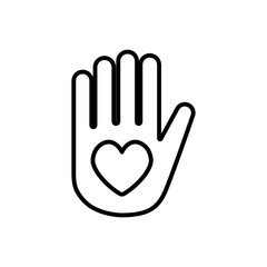 love heart in a hand icon symbol