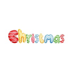Watercolor Merry christmas.Colorful lettering design for christmas card template.