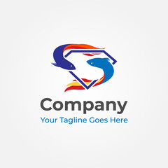 Logo Graphic Vector Design 2 ornamental fish swimming between triangles. This logo design is suitable for those of you who like to collect ornamental fish