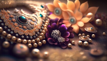 Naklejka premium beautiful and royal bridal jewelry wallpaper for traditional touch generative ai