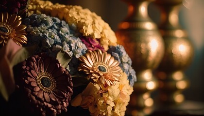 decorative and royal floral bunch wallpaper for romantic couple generative ai