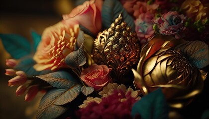 fresh and fragrant floral bunch wallpaper with a royal touch generative ai