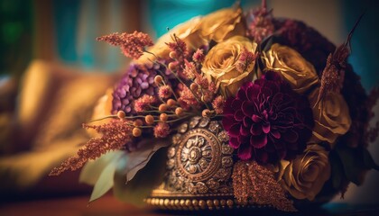 Obraz premium decorative and fresh flower bunch photography celebrate event in style generative ai
