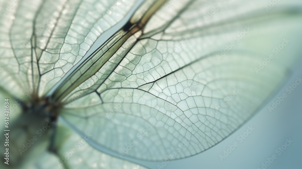 Poster a close up of a leaf with a blurry image of the back end of the leaf and the back end of the leaf wi